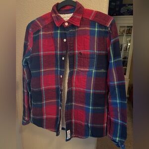 Abercrombie Kids Red and Blue Plaid Shirt w/ Sherpa Lining
